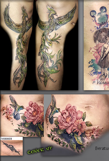 tattoo, graz, phoenix, maske, watercolor